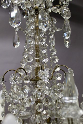 Antiquités - Important Lustre à pampilles à 16 bras de lumière