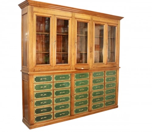 Bibliothèque cartonnier en acajou XIXe