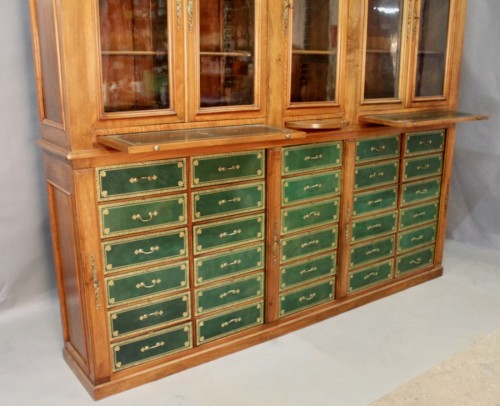 Bibliothèque cartonnier en acajou XIXe - Restauration - Charles X