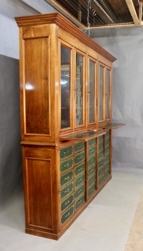 Antiquités - Bibliothèque cartonnier en acajou XIXe