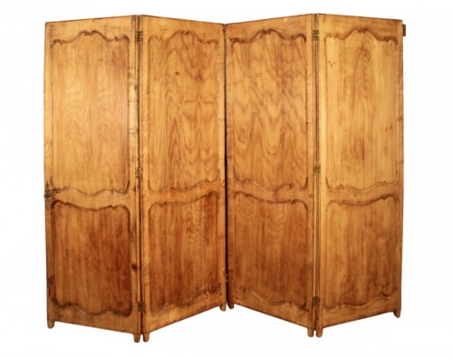 Large Double-sided, Four-panel Cherry Wood Screen
