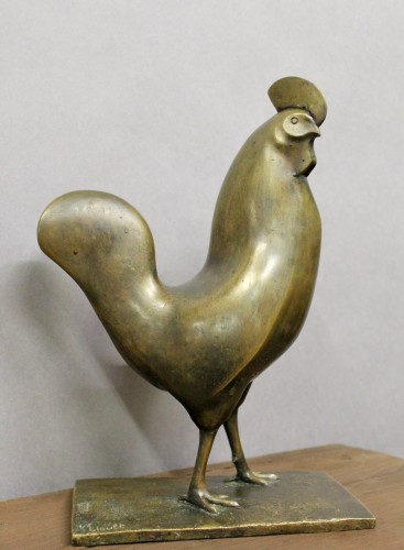 Coq en bronze signé et numéroté LIOULT (1955) - Sculpture Style 