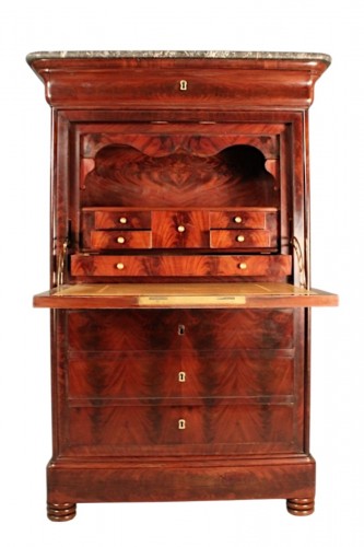 Secrétaire Louis Philippe en acajou de Cuba flammé