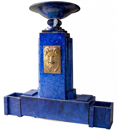 Monumentale fontaine Art déco en céramique vernissée vers 1930, signée E.R