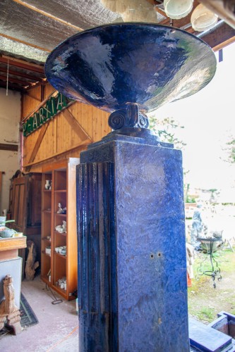 Monumentale fontaine Art déco en céramique vernissée vers 1930, signée E.R - Art Déco