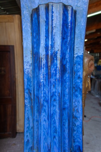 Antiquités - Monumentale fontaine Art déco en céramique vernissée vers 1930, signée E.R