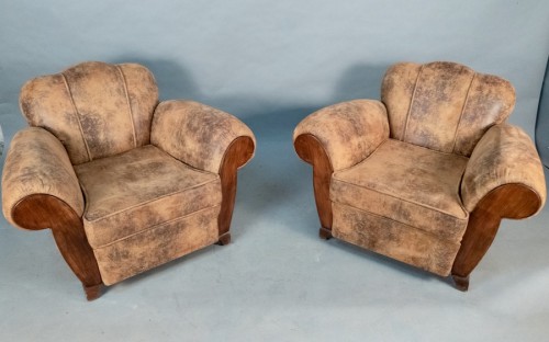 Sièges Fauteuil & Bergère - Paire de fauteuils Club Art Deco refaits à neufs