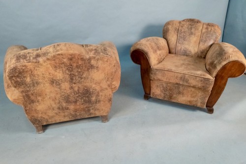Paire de fauteuils Club Art Deco refaits à neufs - Art Déco