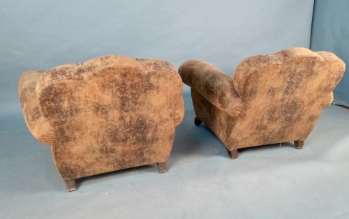 Antiquités - Paire de fauteuils Club Art Deco refaits à neufs