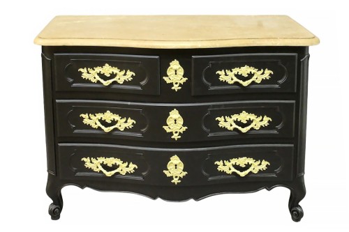 Curved Chest Of Drawers With A Black Finish 