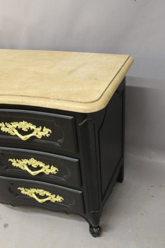 Antiquités - Curved Chest Of Drawers With A Black Finish 