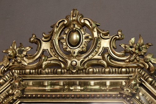 Miroirs, Trumeaux  - Miroir Napoléon III de forme octogonale à parecloses