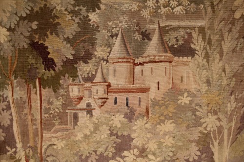 XIXe siècle - Tapisserie d'Aubusson à décor de scène galante XIXe