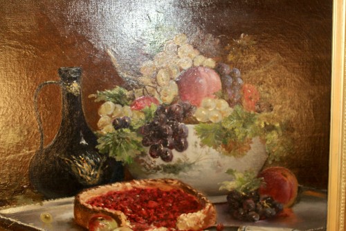 XIXe siècle - Nature toile aux fruits -  Alfred Brunel de Neuville (1852-1941)