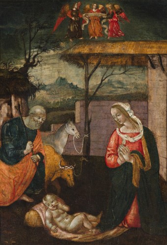 Ecole toscane fin du XVe siècle - Nativité - Tableaux et dessins Style 