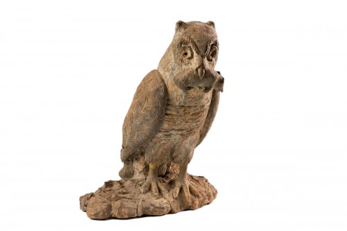 Terracotta, Owl Sculpture, Early 19th Century 