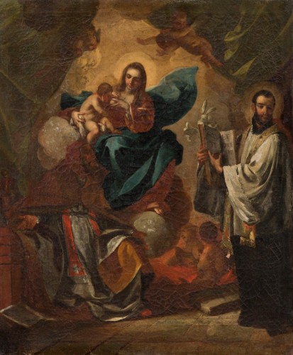 École vénitienne du XVIIe siècle - Vierge à l'enfant avec Saint Cajetan de Thiène