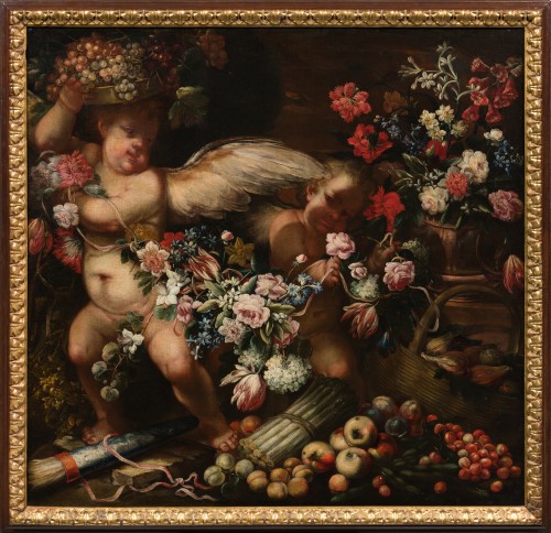 Felice Fortunato Biggi (1650 – 1700 ca.) Still Life with cupids