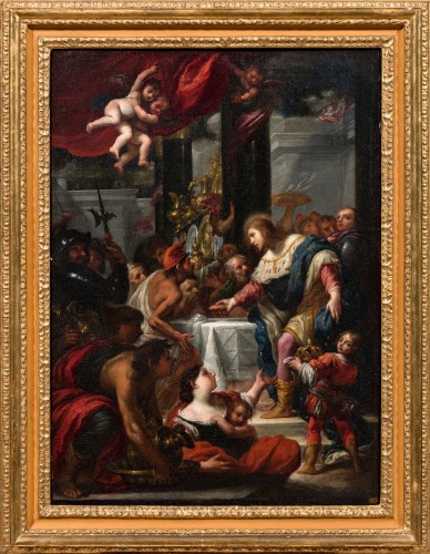 Simone Pignoni (Firenze 1611-1698) Saint Louis servant un repas pour les pauvres