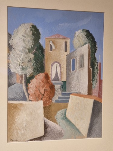 Tableaux et dessins Dessin, Aquarelle & Pastel - Village Méditerranéen 1932 - Renato PARESCE (1886 – 1937)
