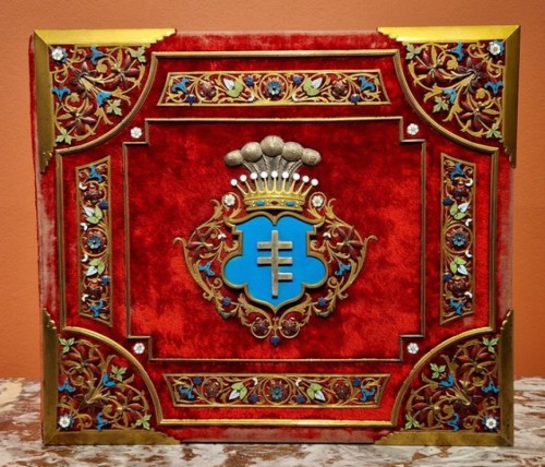 Antiquités - Important box bearing the Potocki family coat of arms