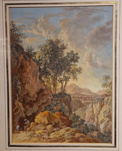 XVIIIe siècle - Paire d'aquarelles - Olivier Le May (1734 - 1797)