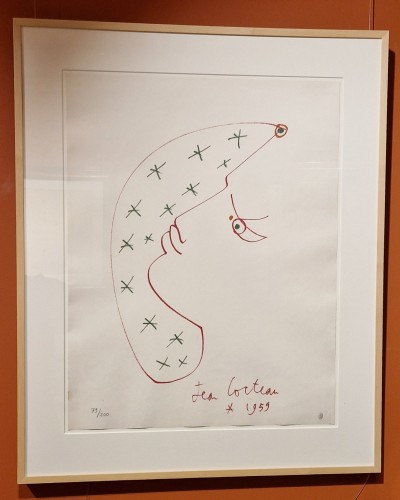 20th century - Profil rouge et étoile verte, Lithograph - Jean COCTEAU (1889 - 1963)