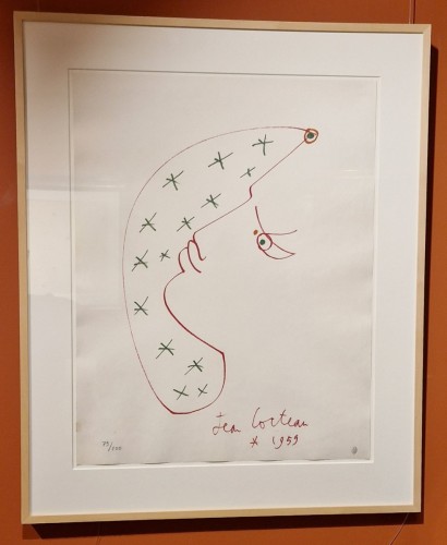  - Profil rouge et étoile verte, Lithograph - Jean COCTEAU (1889 - 1963)