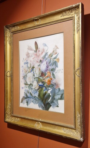 Composition de fleurs - Honorine Emeric Bouvret (1824 - 1904) - Tableaux et dessins Style 