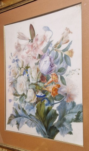 XIXe siècle - Composition de fleurs - Honorine Emeric Bouvret (1824 - 1904)