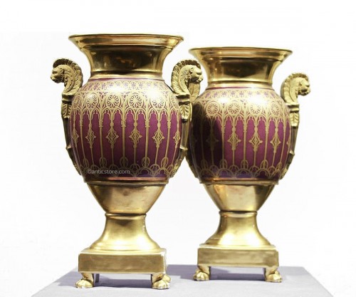 Pair of Paris porcelain vases, Charles X period