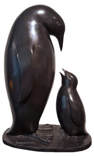 Pingouin et son petit - David Mesly (1918-2004)