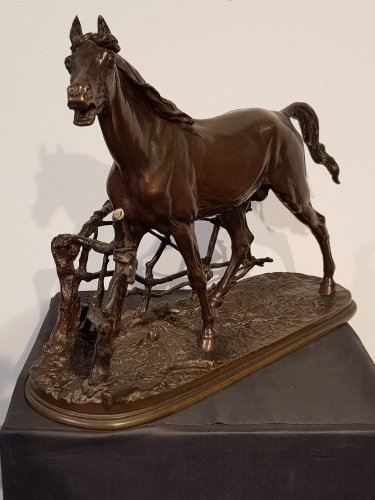 XIXe siècle - Pierre-Jules Mène (1810-1879) - Djinn, cheval à la barrière