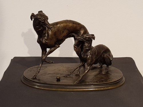  - Pierre-Jules Leads (1810-1879) - Greyhounds playing