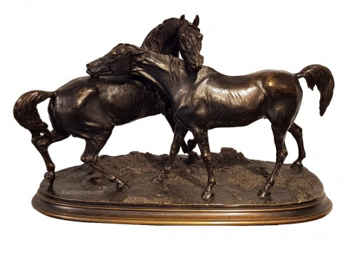 Pierre-Jules Mène (1810-1879) - L'accolade "groupe de chevaux"