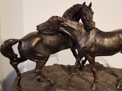 XIXe siècle - Pierre-Jules Mène (1810-1879) - L'accolade "groupe de chevaux"