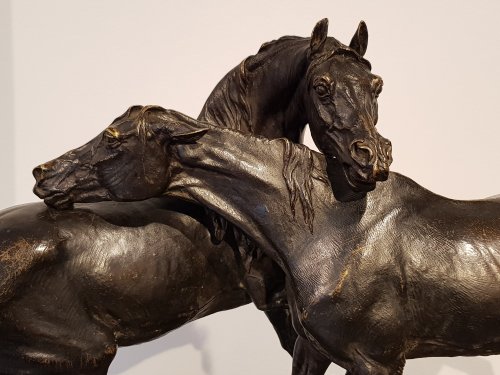 Pierre-Jules Mène (1810-1879) - L'accolade "groupe de chevaux" - 