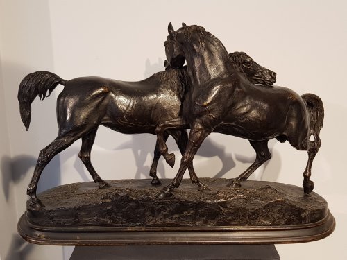 Antiquités - Pierre-Jules Mène (1810-1879) - L'accolade "groupe de chevaux"