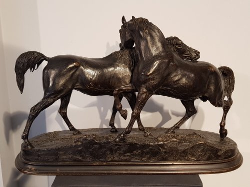 Antiquités - Pierre-Jules Mène (1810-1879) - L'accolade "groupe de chevaux"