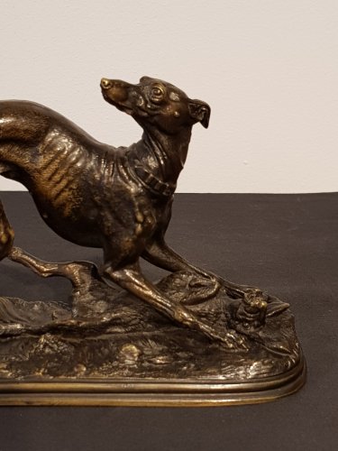 Sculpture Sculpture en Bronze - Lévrier et lièvre - Jules Moigniez (1835-1894)