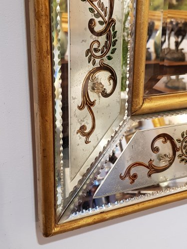 Grand miroir, cadre en verre églomisé XIXe siècle - Castellino Fine Arts