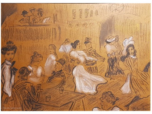 Theophile Alexandre Steinlen (1859 - 1923) - Scène de cabaret