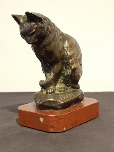 Sculpture Sculpture en Bronze - Chat assis - Antoine-Louis BARYE (1795-1875)