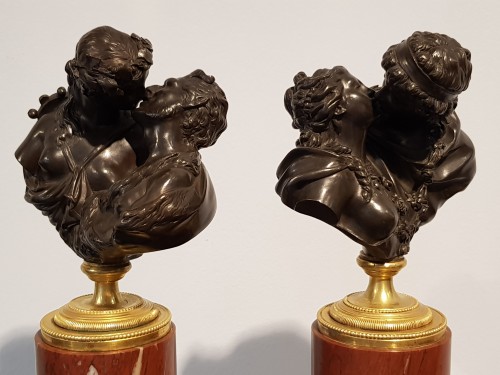 Sculpture Sculpture en Bronze - Les baisers, d'après Jean-Baptiste Houdon