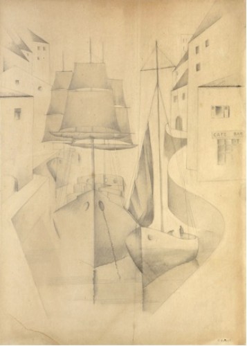 Gustave BUCHET (1888 – 1963 )  - Voiliers au port 