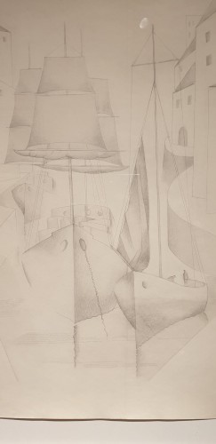 20th century - Gustave BUCHET (1888 – 1963 )  - Sailboats in port