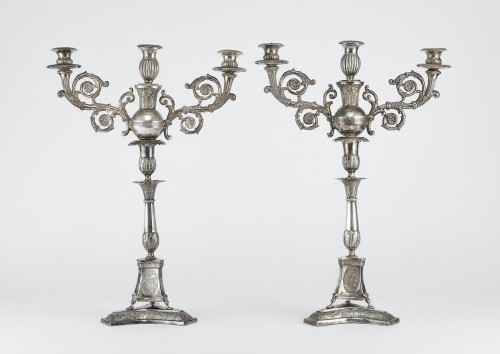 Pair of silver candelabra - Lighting Style 