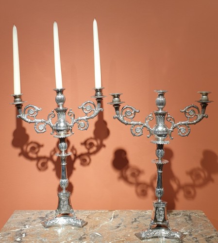  - Pair of silver candelabra