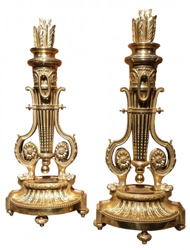 Pair de chenets Louis XVI