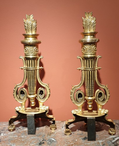 Objet de décoration  - Pair de chenets Louis XVI